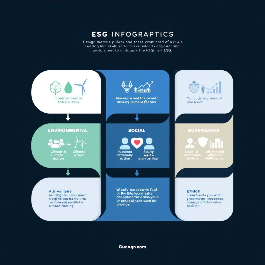 ESG faktörlerini gösteren infografik: çevresel, sosyal ve yönetişim unsurlarının görsel temsili