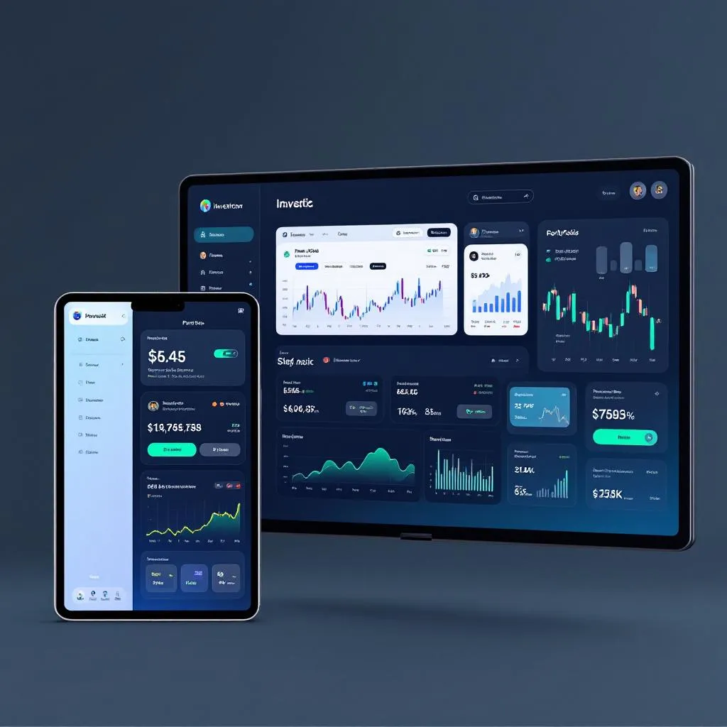 Modern dijital yatırım platformlarını gösteren tablet ve grafik ekranı
